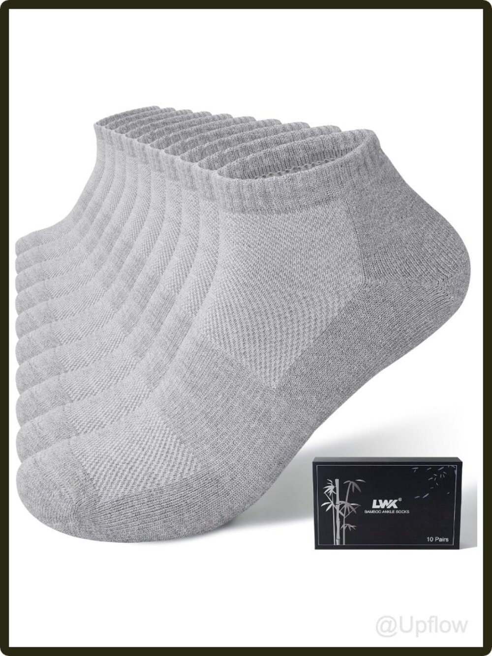 Men's Thick Cushioned Bamboo Ankle Socks 10 Pack Seamless Toe Arch Support Gift